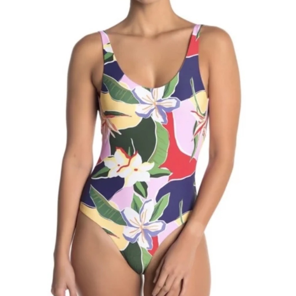 Onia Rachel One Piece floral scoop back swimsuit size XL